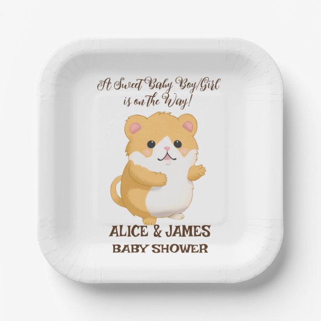 Plato De Papel Cute Hamster Baby Shower (Anverso)