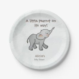 Plato De Papel  Cute Hand Drawn Elephant Little Peanut BabyShower