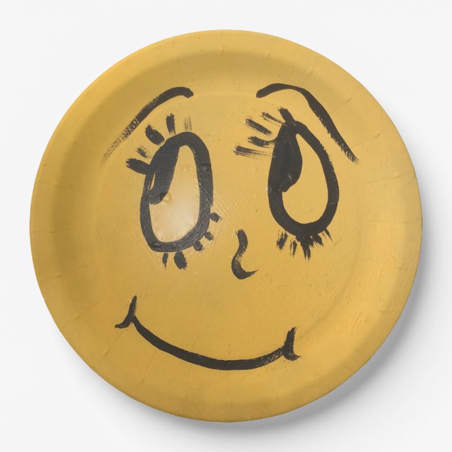 Plato De Papel Cute Happy Face (Anverso)