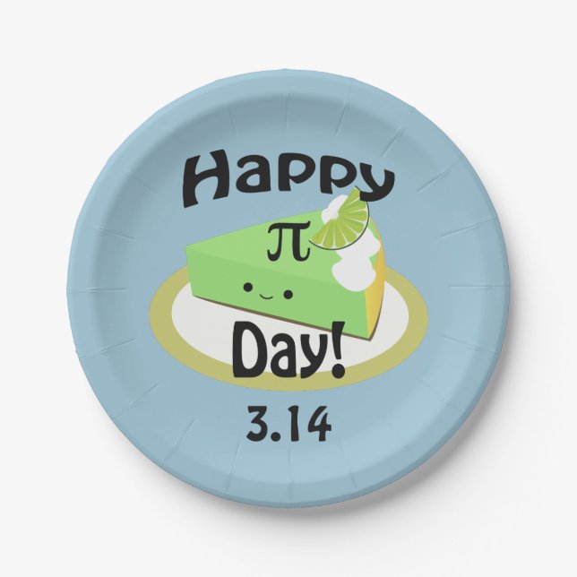 Plato De Papel Cute Happy Pi Day (Anverso)