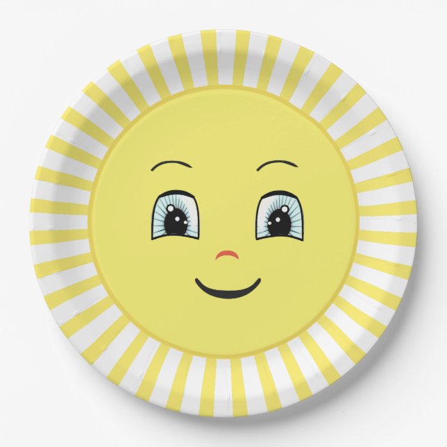 Plato De Papel Cute Happy Sunshine (Anverso)