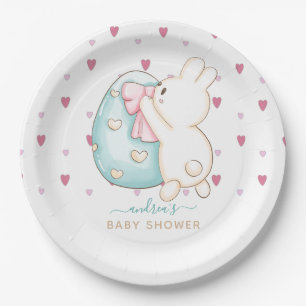 Plato De Papel Cute Heart Watercolor Pascua Huevos Bunny Baby Sho