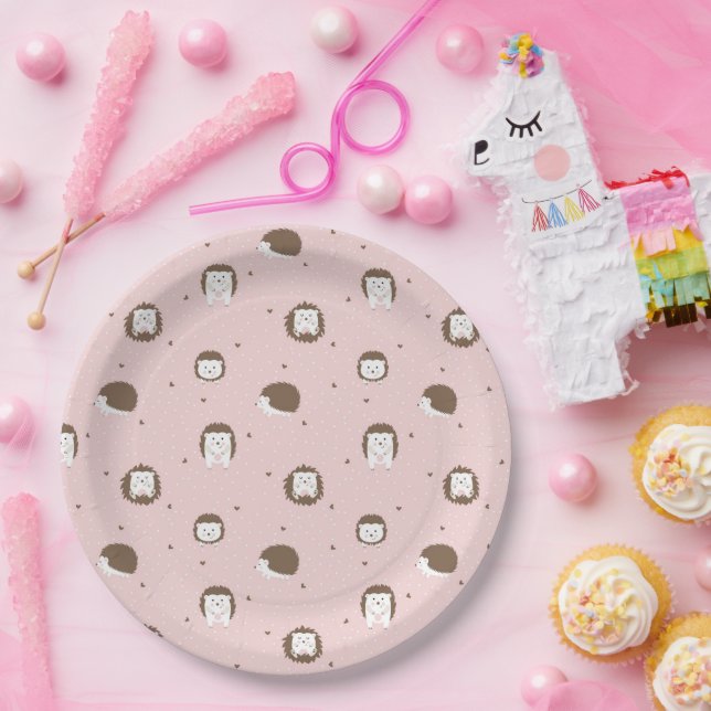 Plato De Papel Cute Hedgehog (Fiesta)