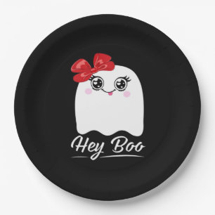 Plato De Papel Cute Hey Boo Halloween