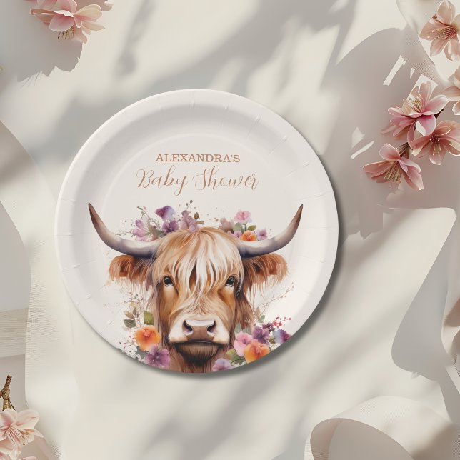 Plato De Papel Cute Highland Cow Baby Shower (Subido por el creador)