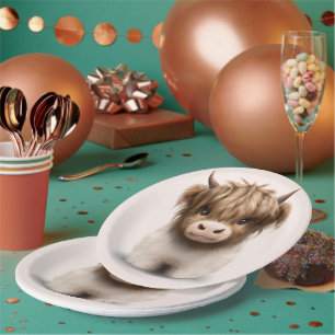 Plato De Papel Cute Highlands Escocia Cow