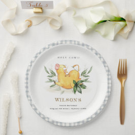 Plato De Papel Cute Holy Cow Farm Foliage Kids Cualquier Edad Cum