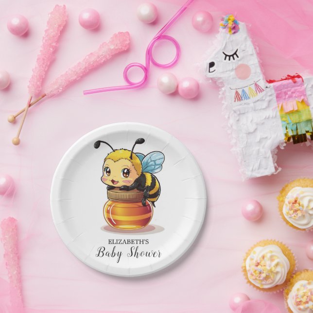 Plato De Papel Cute Honey Bee Baby Shower (Fiesta)