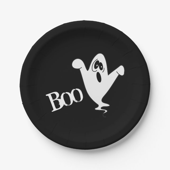 Plato De Papel Cute Howling Ghost Halloween (Anverso)