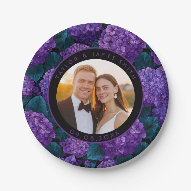 Plato De Papel Cute Hydrangeas Plates Para Boda Fiesta De Ducha (Anverso)