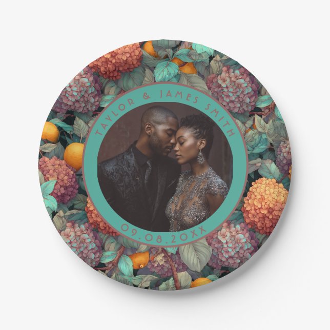 Plato De Papel Cute Hydrangeas Plates Para La Fiesta De Boda Simp (Anverso)