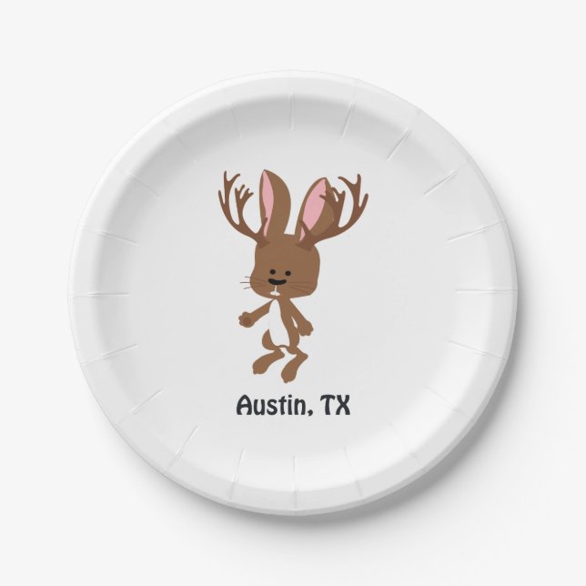 Plato De Papel Cute Jackalope - Austin, Texas (Anverso)