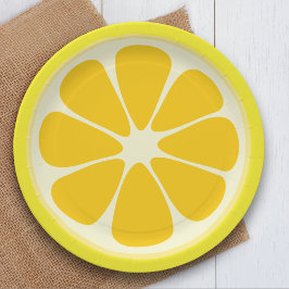 Plato De Papel Cute Juicy Citrus Lemon Tropical Fruta