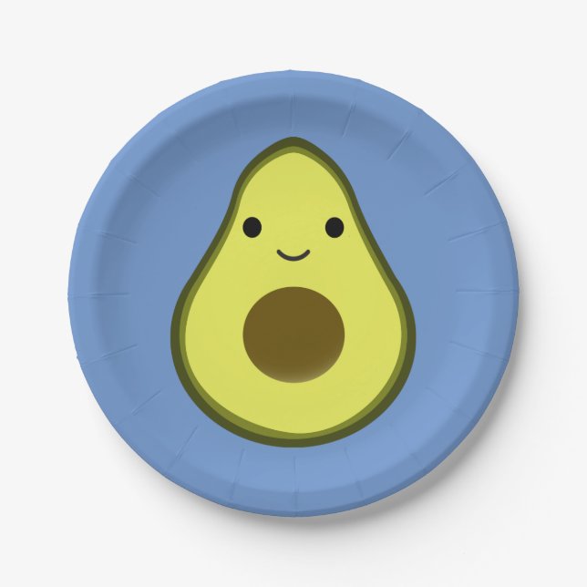 Plato De Papel Cute Kawaii Aguacate (Anverso)