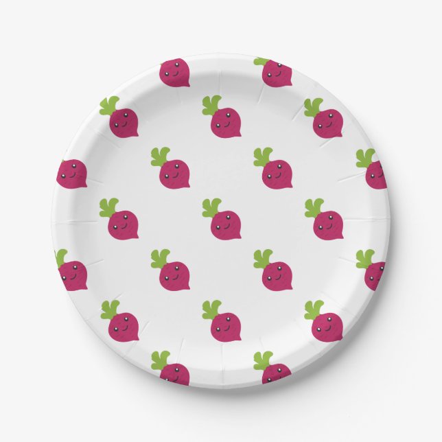 Plato De Papel Cute Kawaii Beet (Anverso)