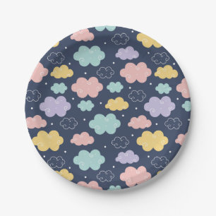 Plato De Papel Cute Kawaii Cloud Pattern Paper Placas