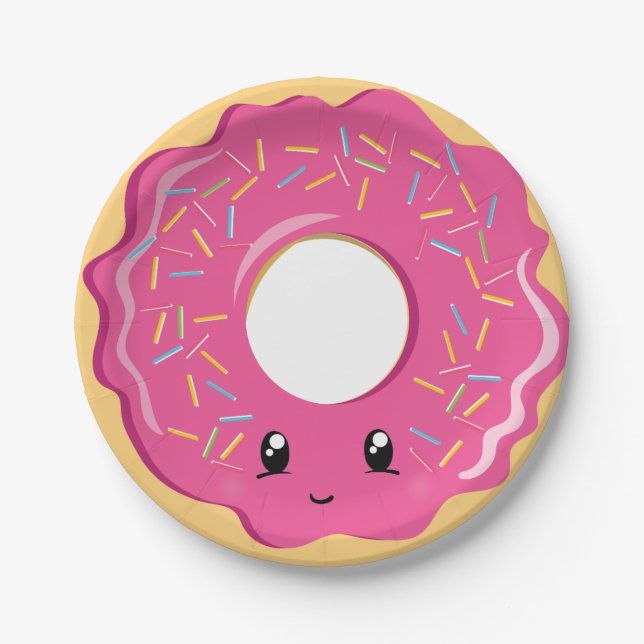 Plato De Papel Cute Kawaii donut placa fiesta (Anverso)