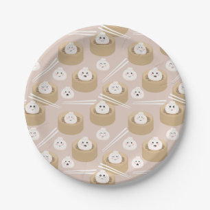 Plato De Papel Cute Kawaii Dumplings Steamer Chopsticks
