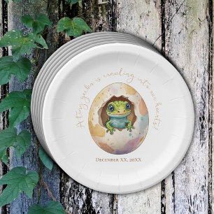 Plato De Papel Cute Kawaii Gecko Lizard Egg Baby Shower
