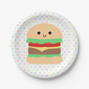 Plato De Papel Cute Kawaii Hamburger