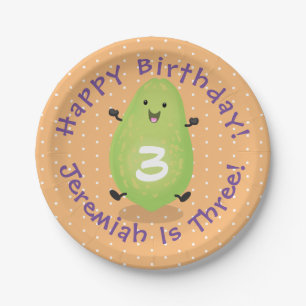 Plato De Papel Cute kawaii papaya paw personalizado ilustracion