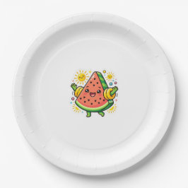 Plato De Papel Cute Kawaii Rodaja De Sandía Inflable Pegatina De 