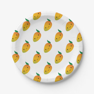 Plato De Papel Cute Kawaii Sonriente Mango