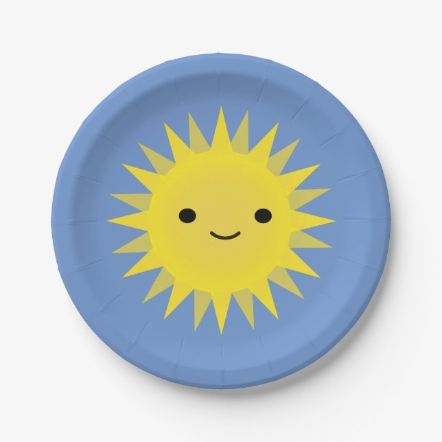 Plato De Papel Cute Kawaii Sonriente Sun (Anverso)