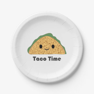 Plato De Papel Cute Kawaii Taco Time Taco
