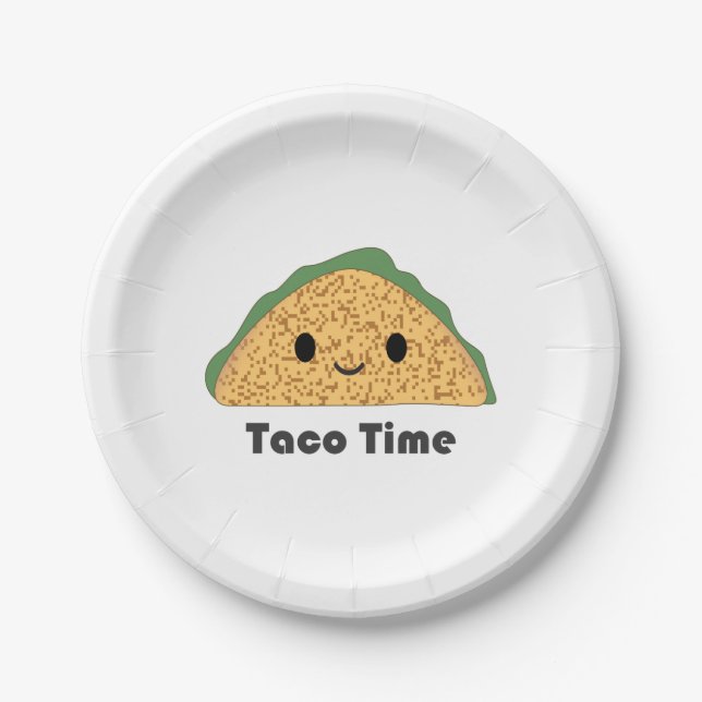 Plato De Papel Cute Kawaii Taco Time Taco (Anverso)
