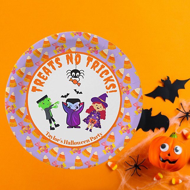 Plato De Papel Cute Kids Birday Halloween Party (Cute Kids Birthday Halloween Party. Easy to personalize.)