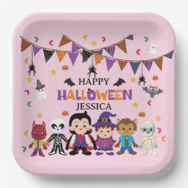 Plato De Papel Cute Kids Halloween Fiesta de disfraces