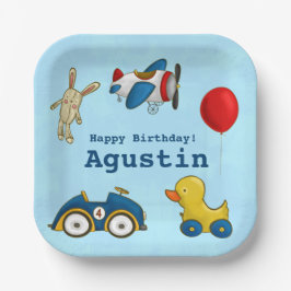 Plato De Papel Cute Kids Toyys Happy Birthday
