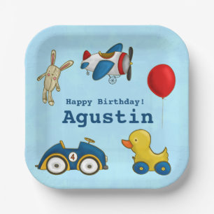 Plato De Papel Cute Kids Toyys Happy Birthday
