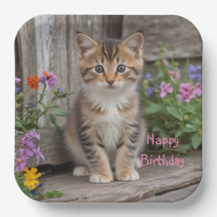Plato De Papel Cute Kitten