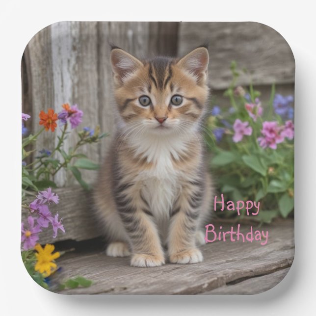 Plato De Papel Cute Kitten (Anverso)