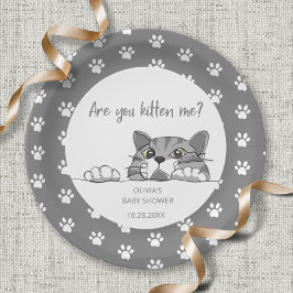 Plato De Papel Cute Kitty Cat Gender Neutral Baby Shower