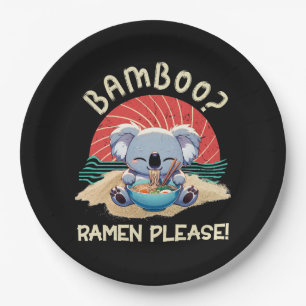 Plato De Papel Cute Koala comiendo Ramen Vintage Sunshine