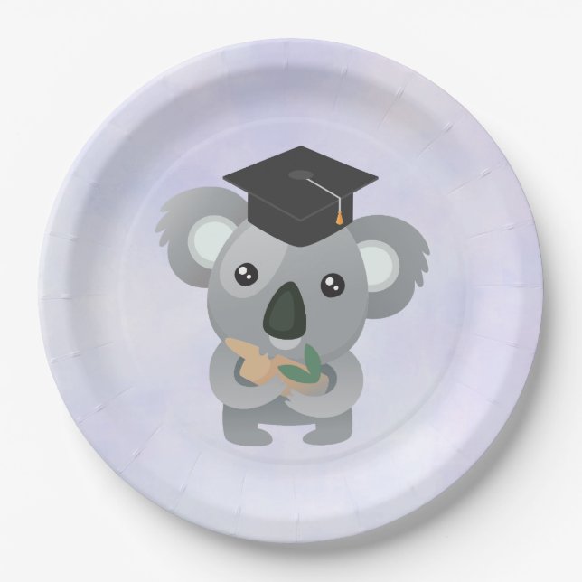Plato De Papel Cute Koala en un cabo de graduación (Anverso)