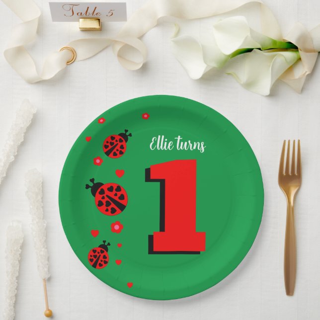 Plato De Papel Cute Ladybug (Boda)
