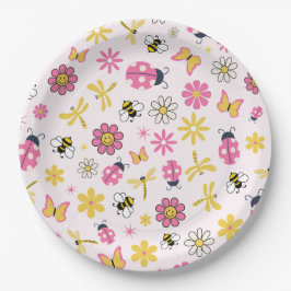 Plato De Papel Cute Ladybug Pink Girl Baby Shower