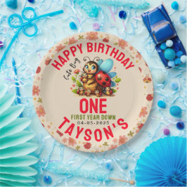 Plato De Papel Cute Ladybug Primer cumpleaños | Partido del tema