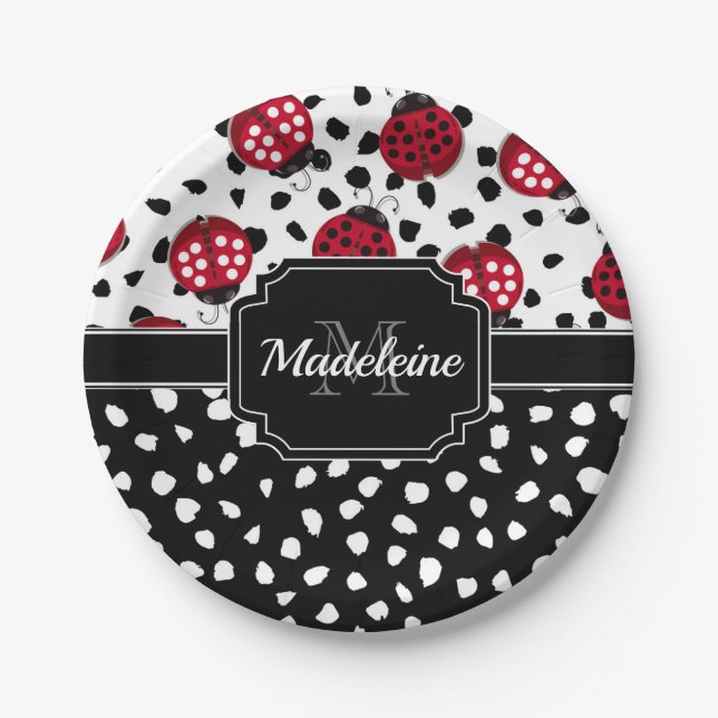 Plato De Papel Cute Ladybugs (Anverso)