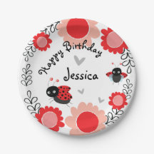 Cute Ladybugs Primera Placa de cumpleaños