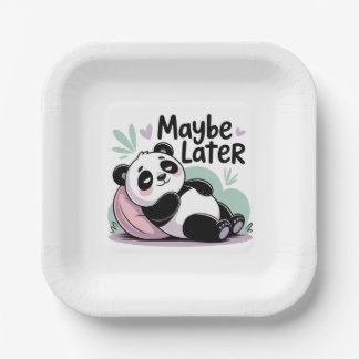 Plato De Papel Cute Lazy Panda – “Maybe Later” Relaxing Panda