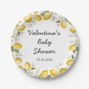 Plato De Papel Cute Lemon Citrus Fruit Summer Baby Shower