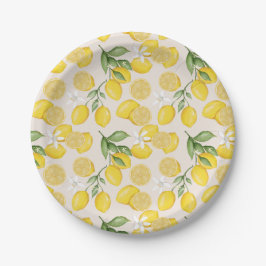 Plato De Papel Cute Lemon Citrus Fruit Summer Baby Shower