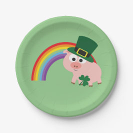 Plato De Papel Cute Leprechaun Pig