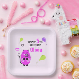 Plato De Papel Cute lilac cat