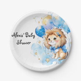 Plato De Papel Cute Lion Baby Shower